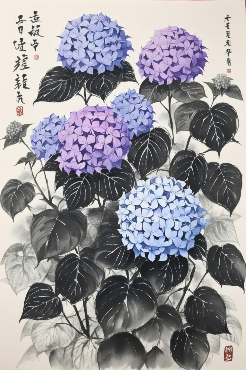 掛け軸風『紫陽花』