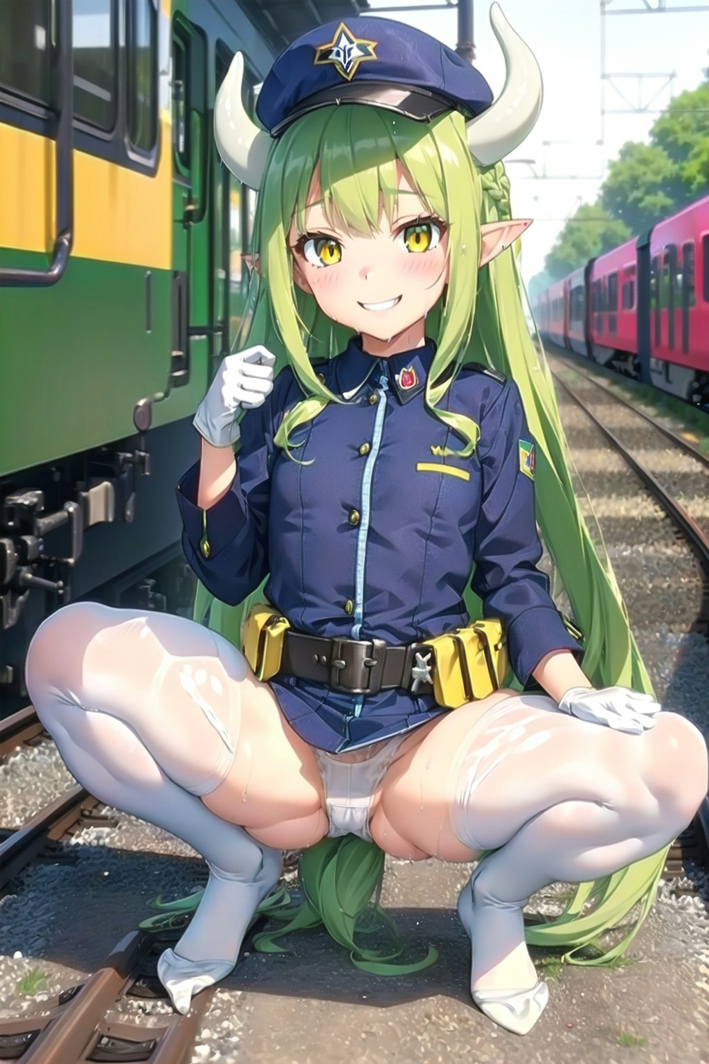 大人をからかう鉄道員の少女