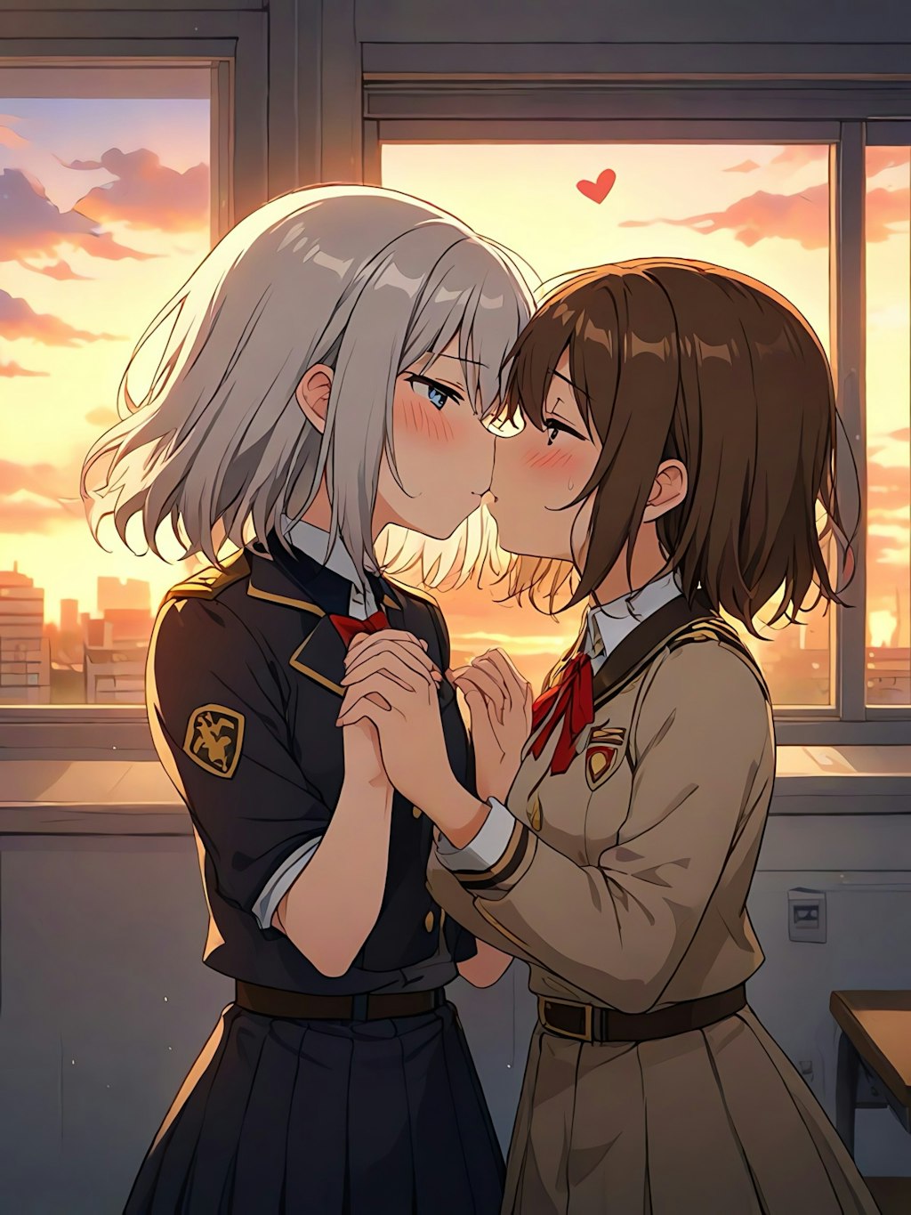 夕方の教室の百合💖