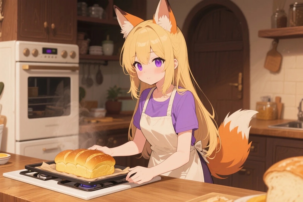 パンを焼くクレアちゃん