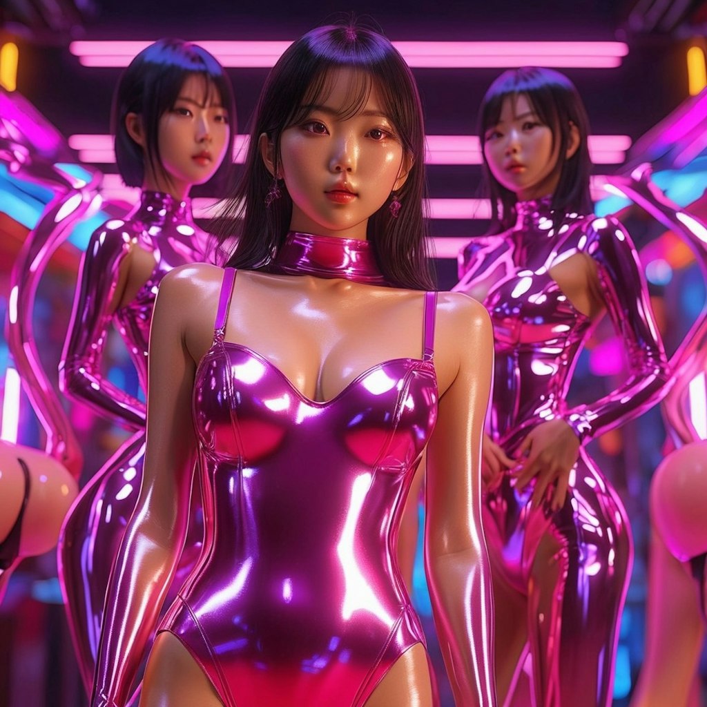 Japanese neon shiny leotard (((neon)))