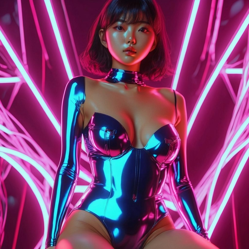 Japanese neon shiny leotard (((neon)))