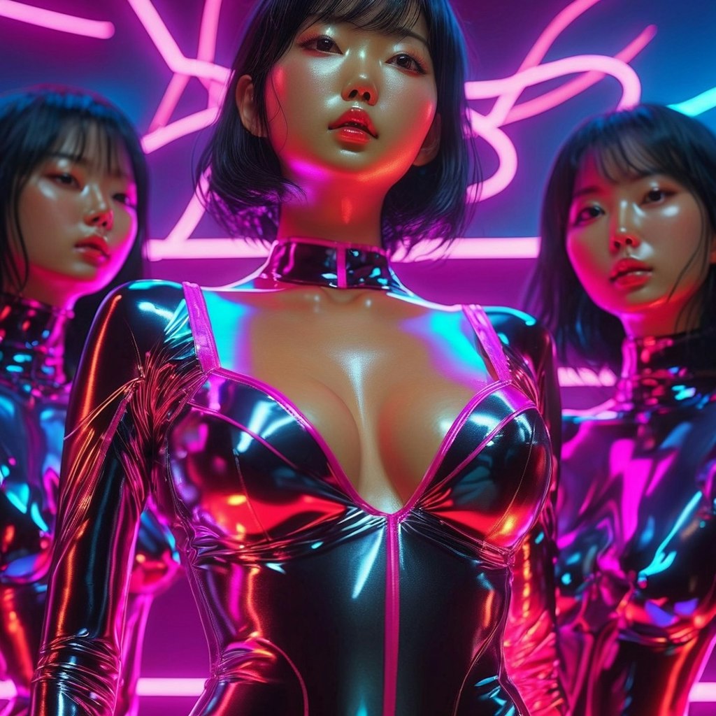 Japanese neon shiny leotard (((neon)))