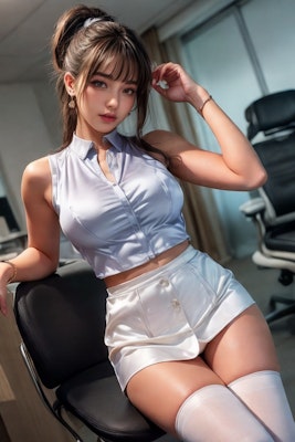 Office Lady White Suit 7