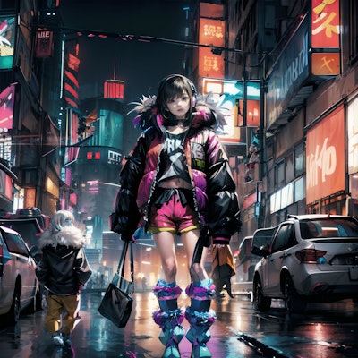 Cyberpunk city girl