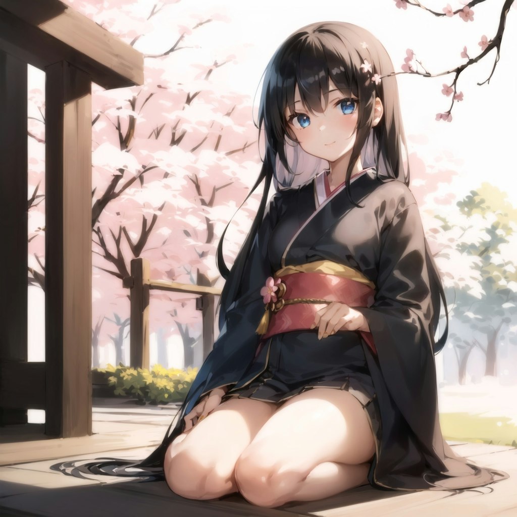 黒髪お嬢様・桜景色