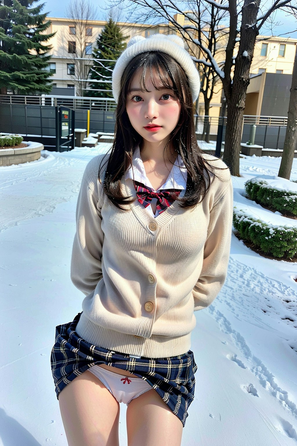 雪・パンツ見せ