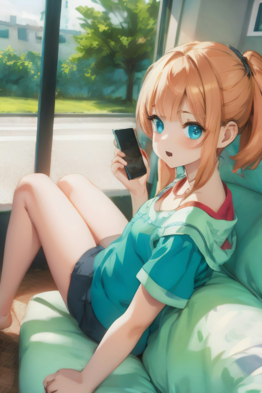 スマホをいじる女の子