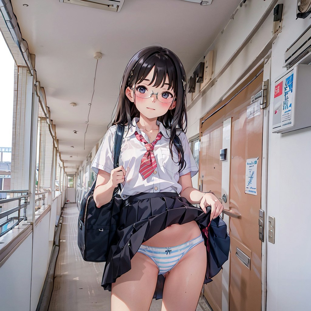 毎朝登校する前にパンツを見せてくれる子