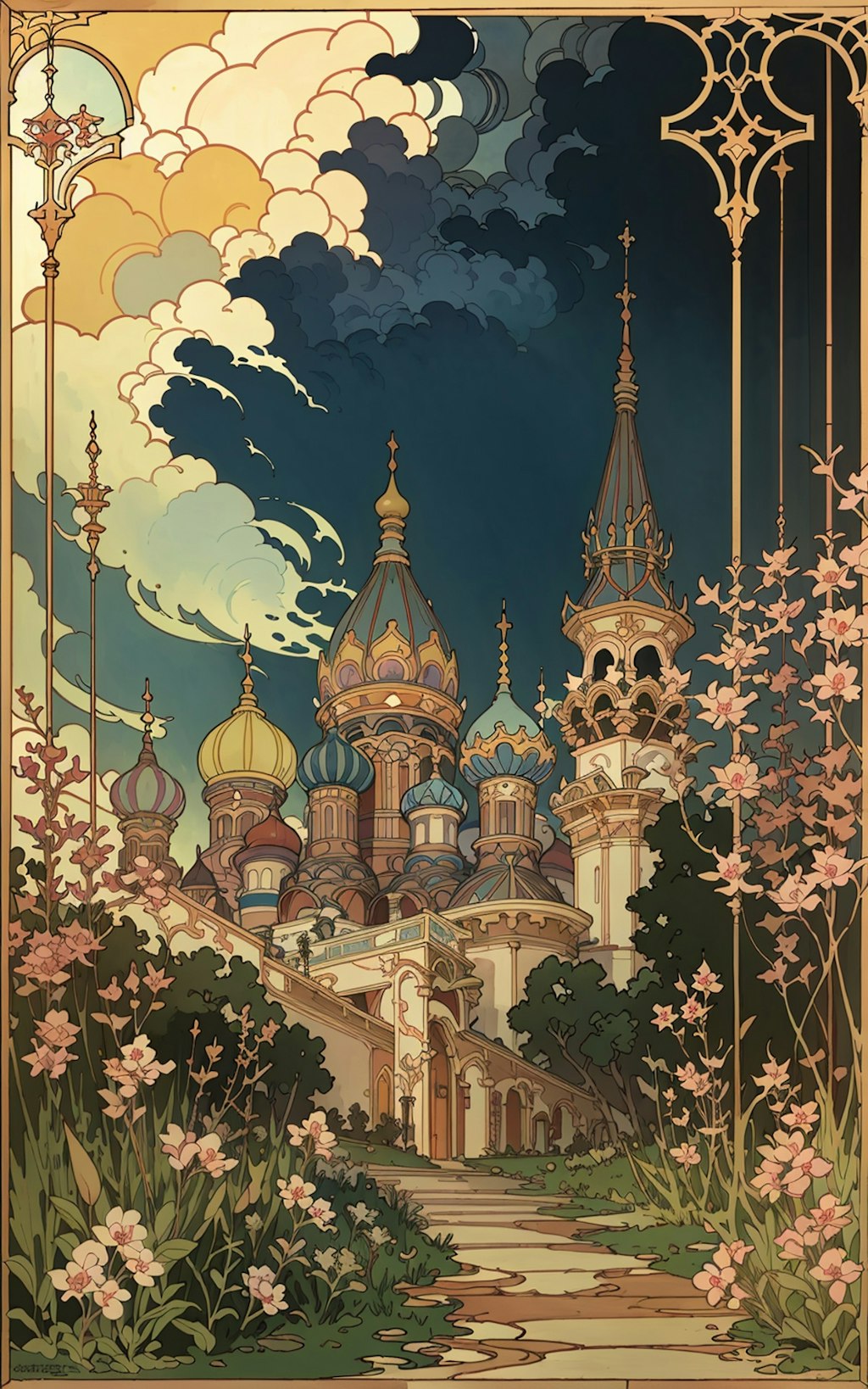 アール・ヌーヴォー・ロシアンスタイル風景