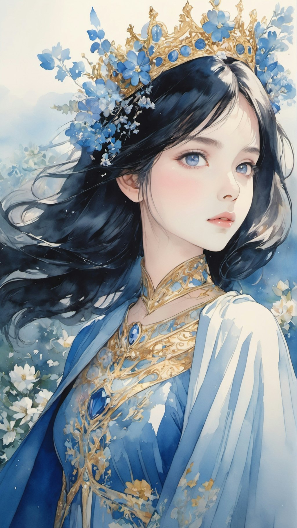 watercolor, princess, flower