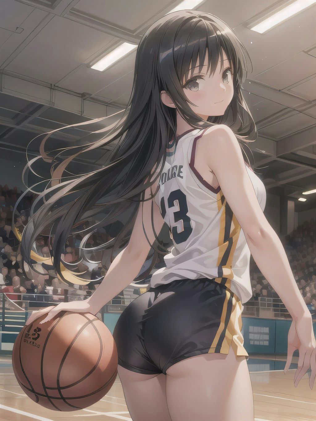 黒髪ロングでユニフォームの少女５