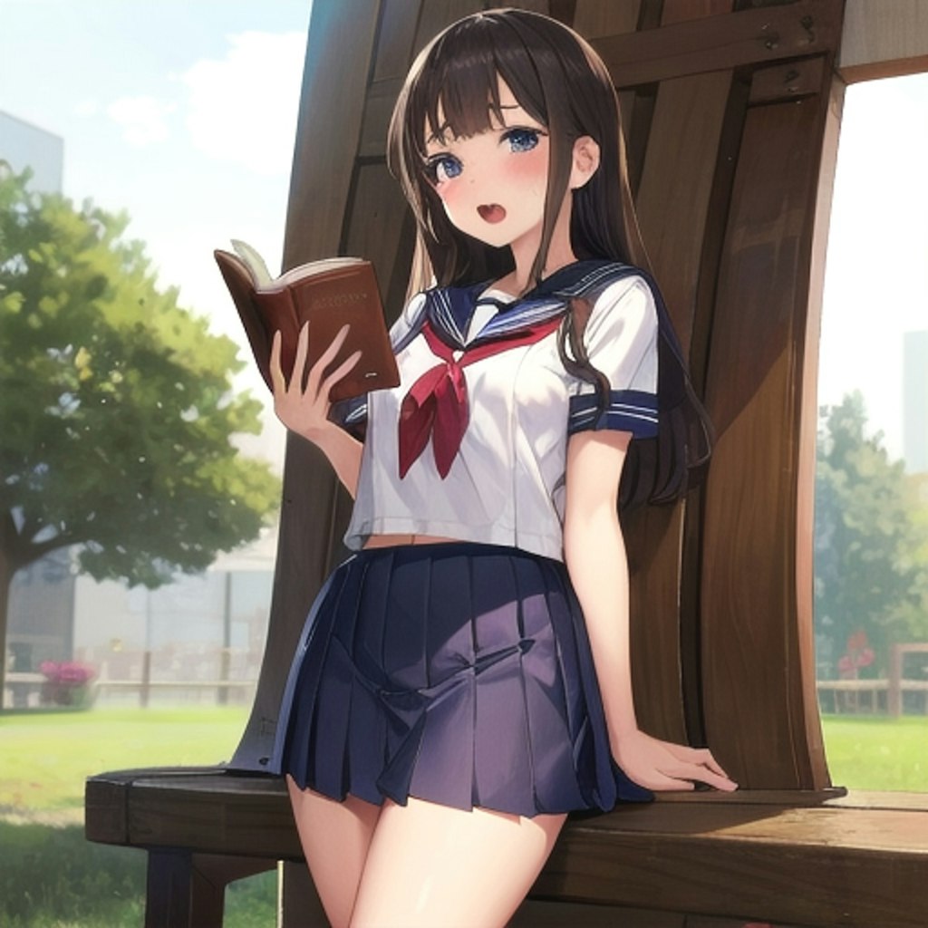 外で読書