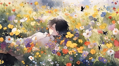 花と少年