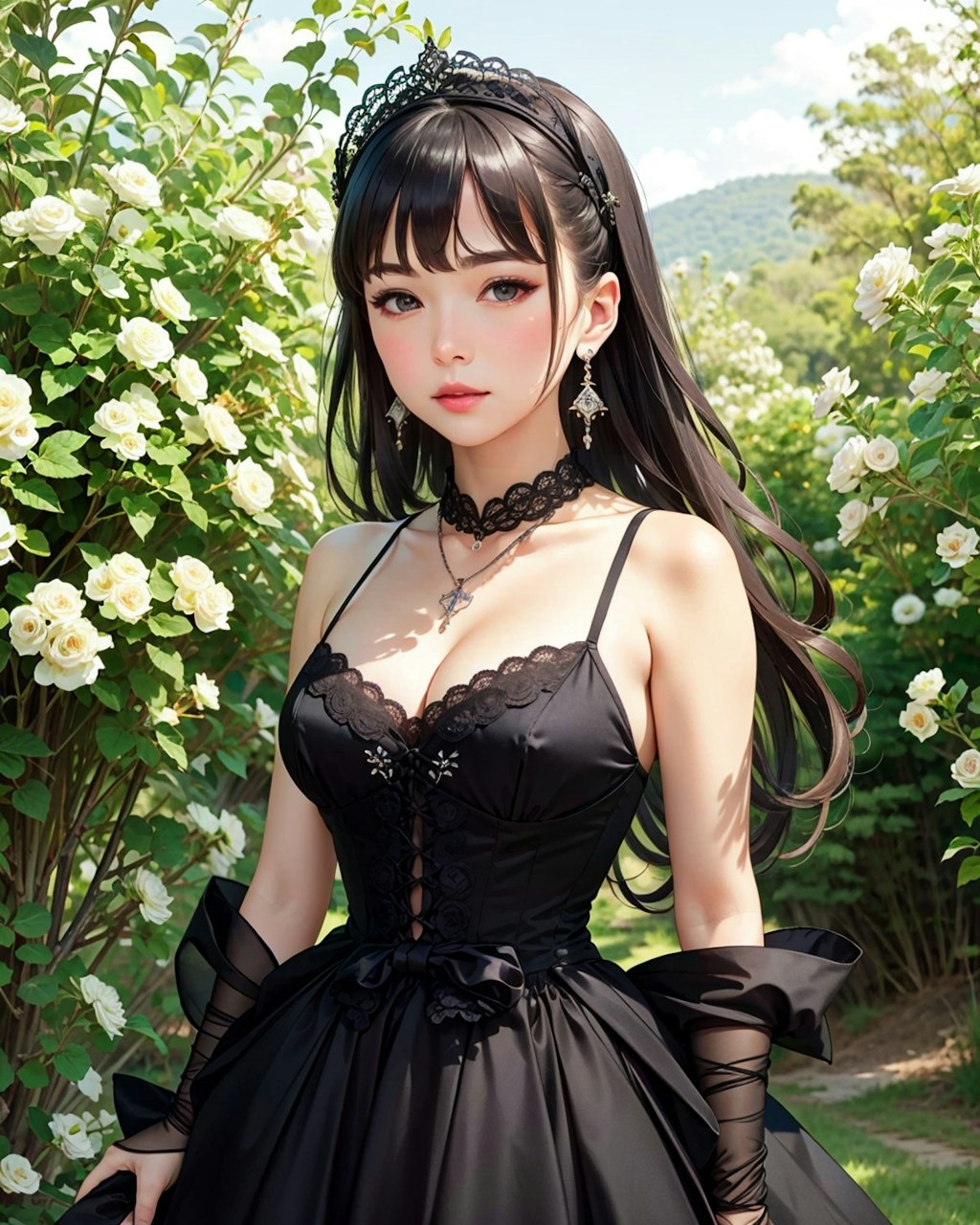 花畑の黒いドレス