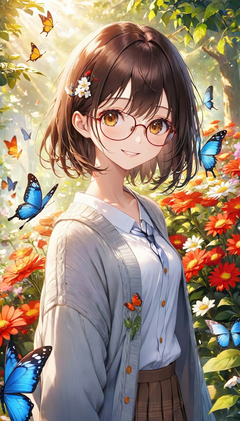 眼鏡女子 楓の昆虫の国 蝶の楽園
