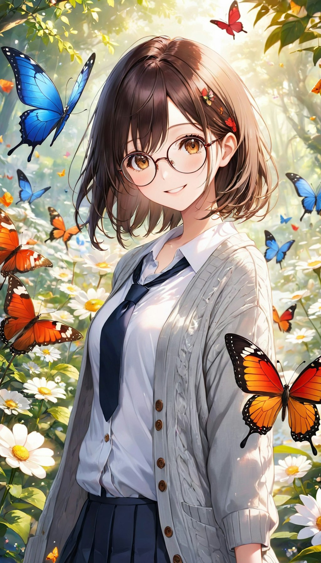 眼鏡女子 楓の昆虫の国 蝶の楽園