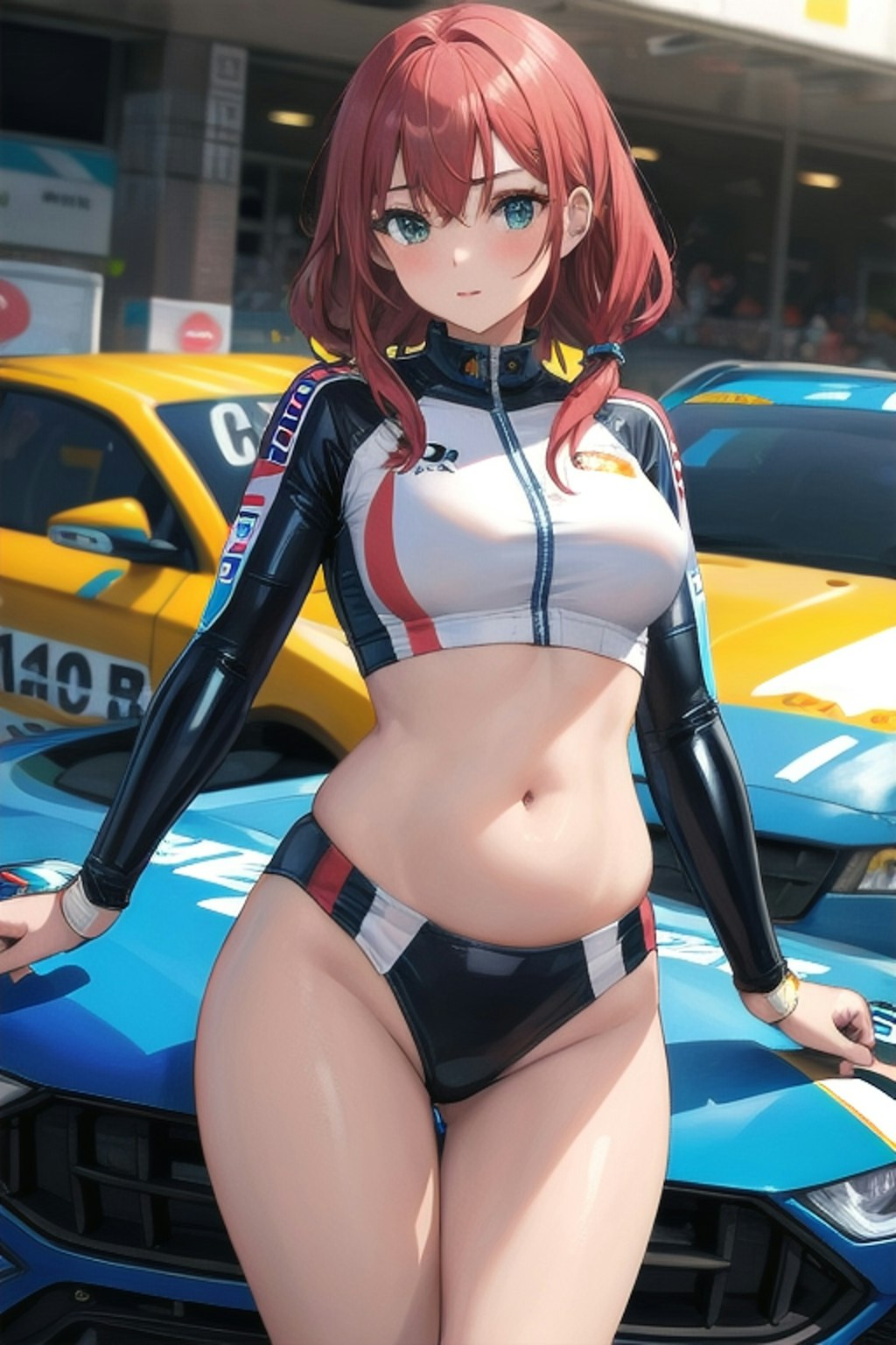 車と女性（縦）