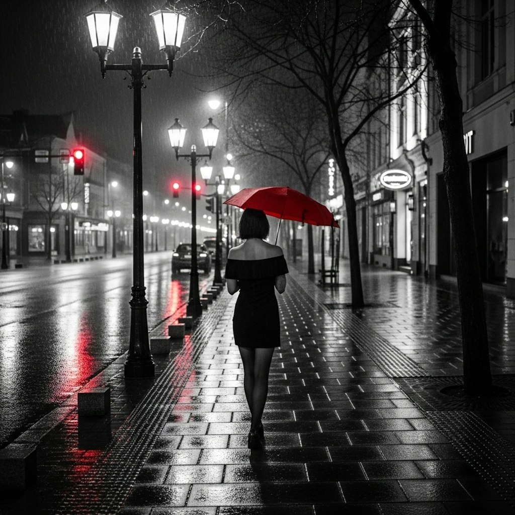雨の夜道