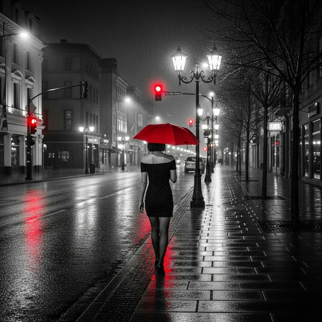 雨の夜道