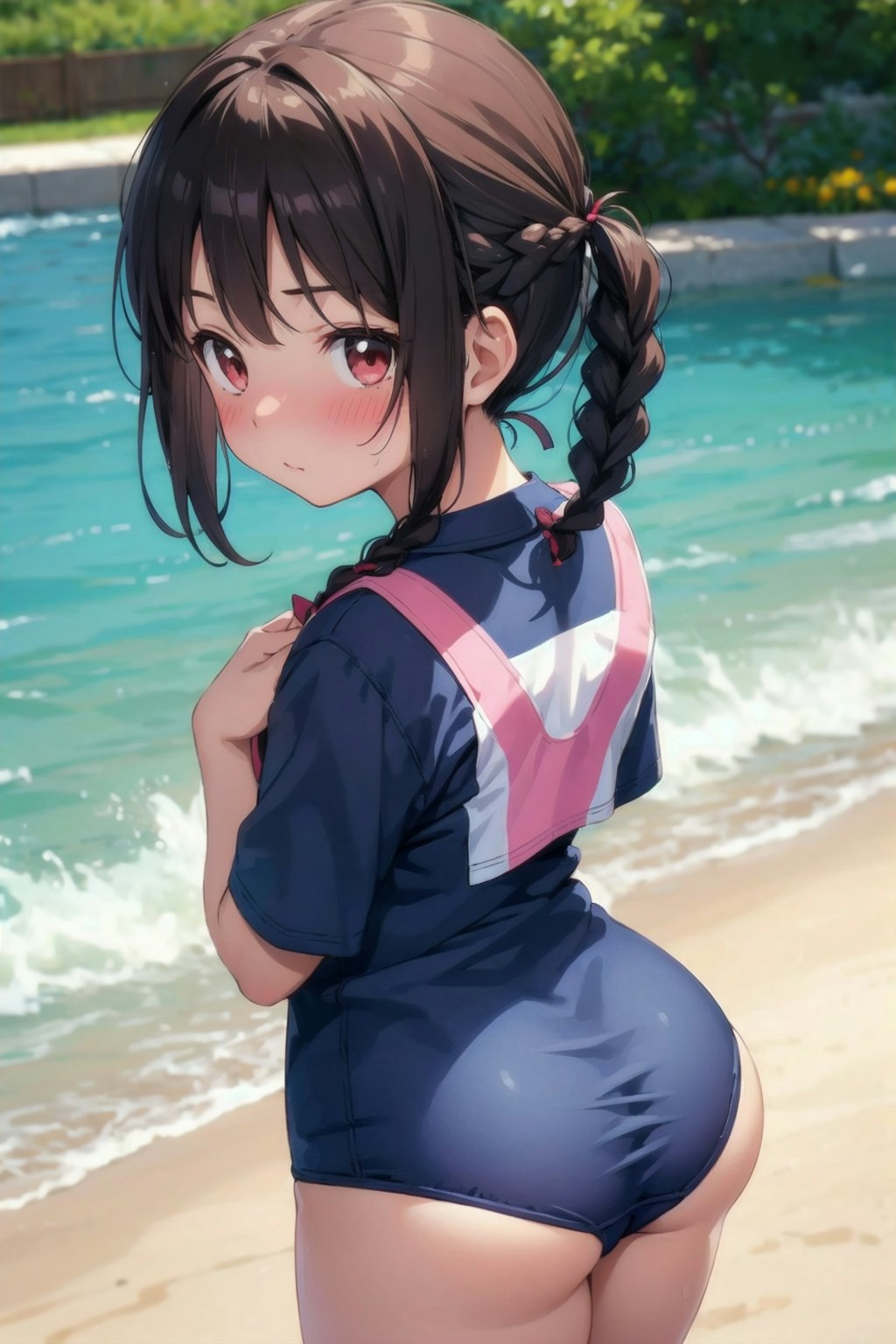 見返り海水浴少女