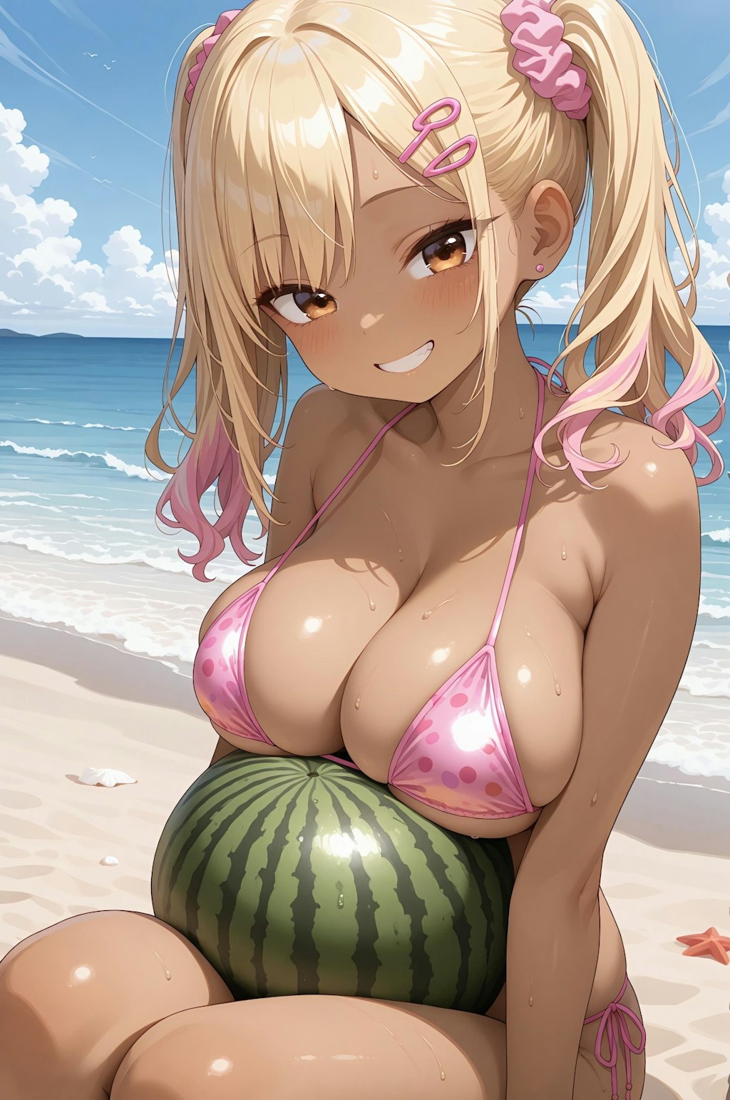 スイカ割りやるゾ〜