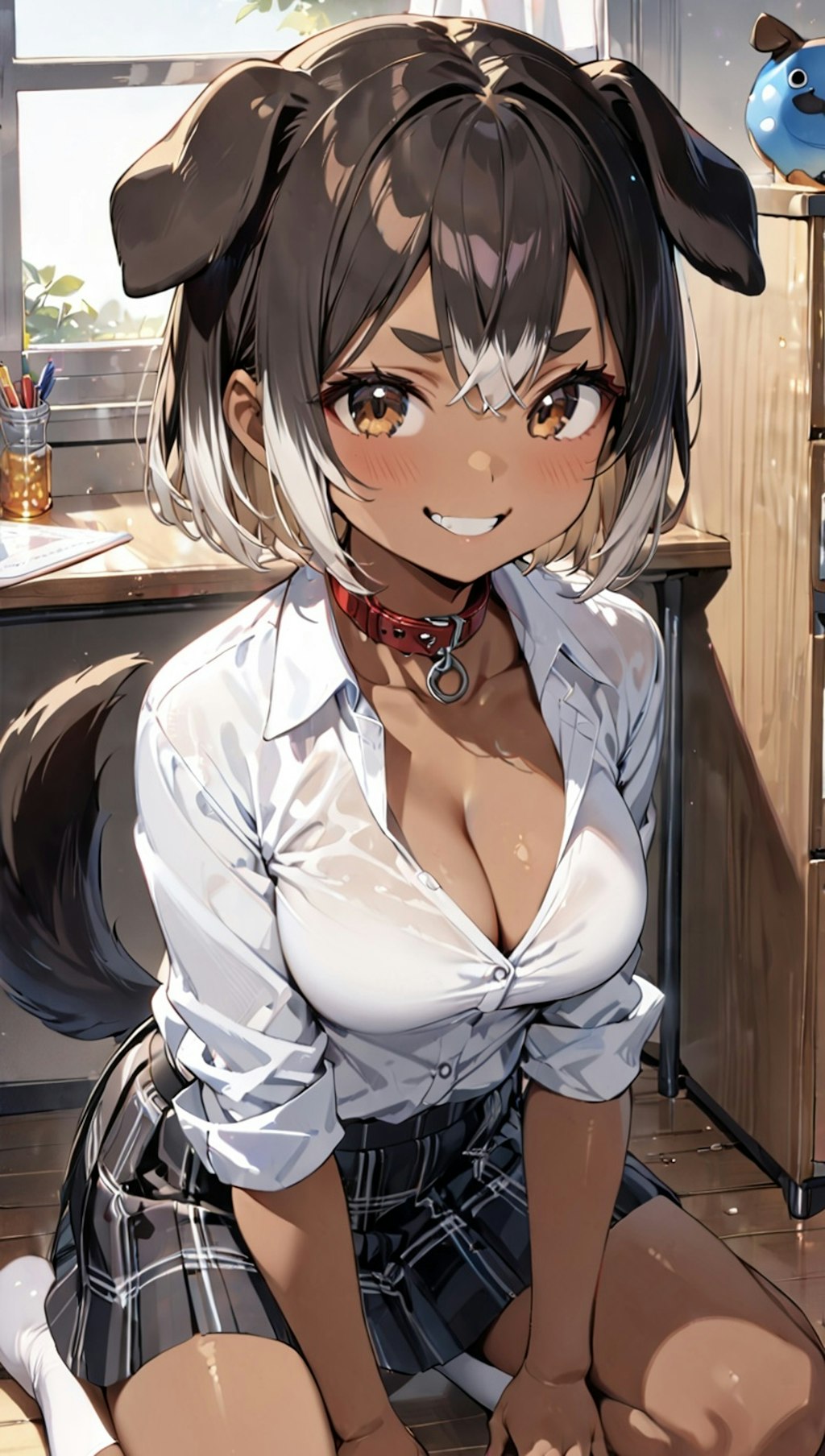 犬娘　白シャツ