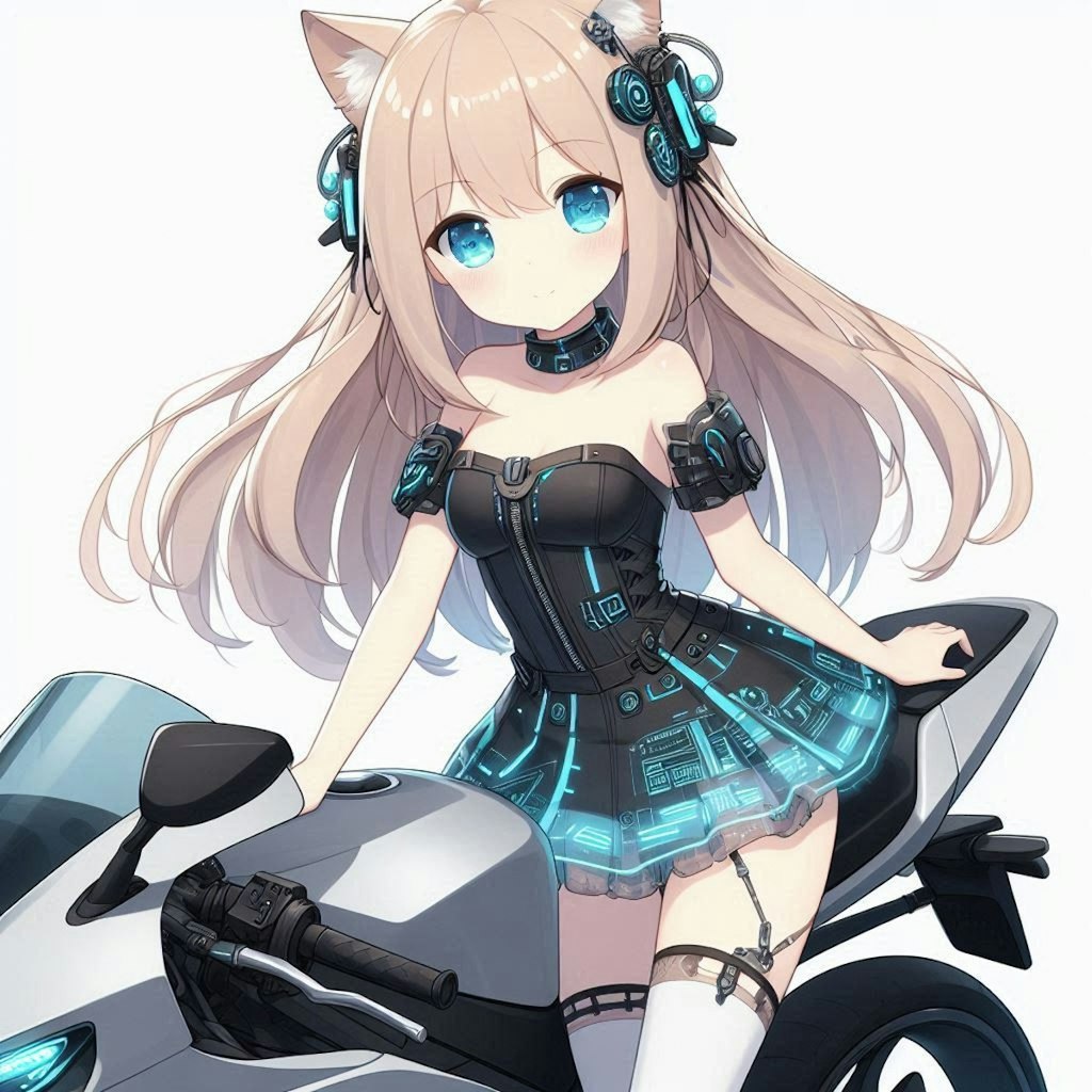 バイクに乗ったミリアちゃん