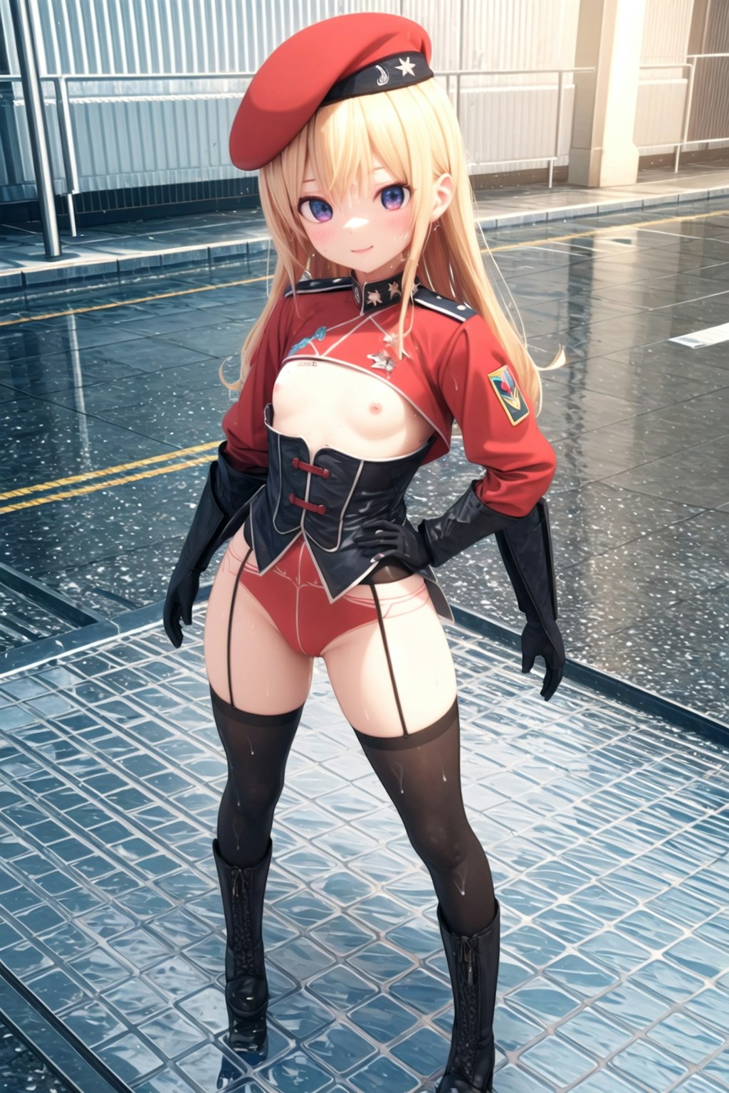 軍服まな板少女