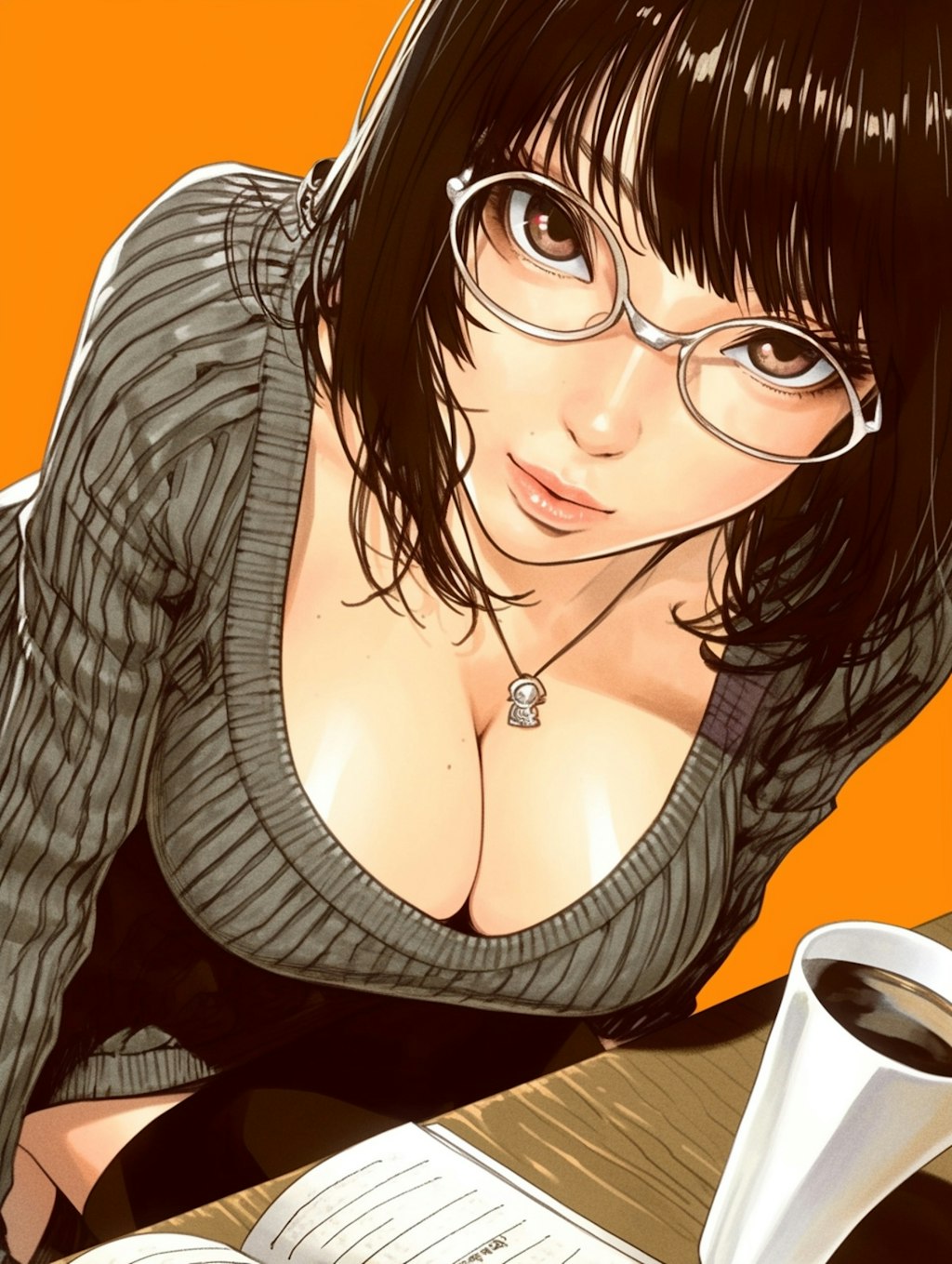 カフェの女