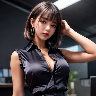 Office Lady Black Suit 13