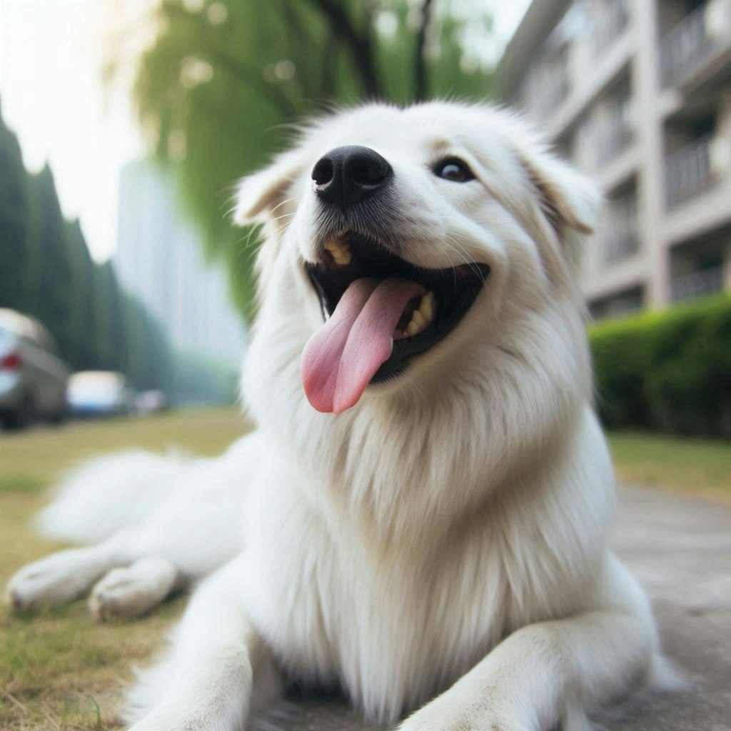 尾も白い犬