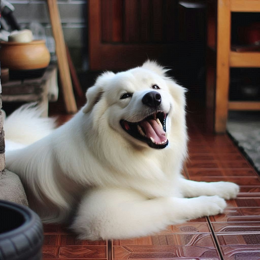 尾も白い犬