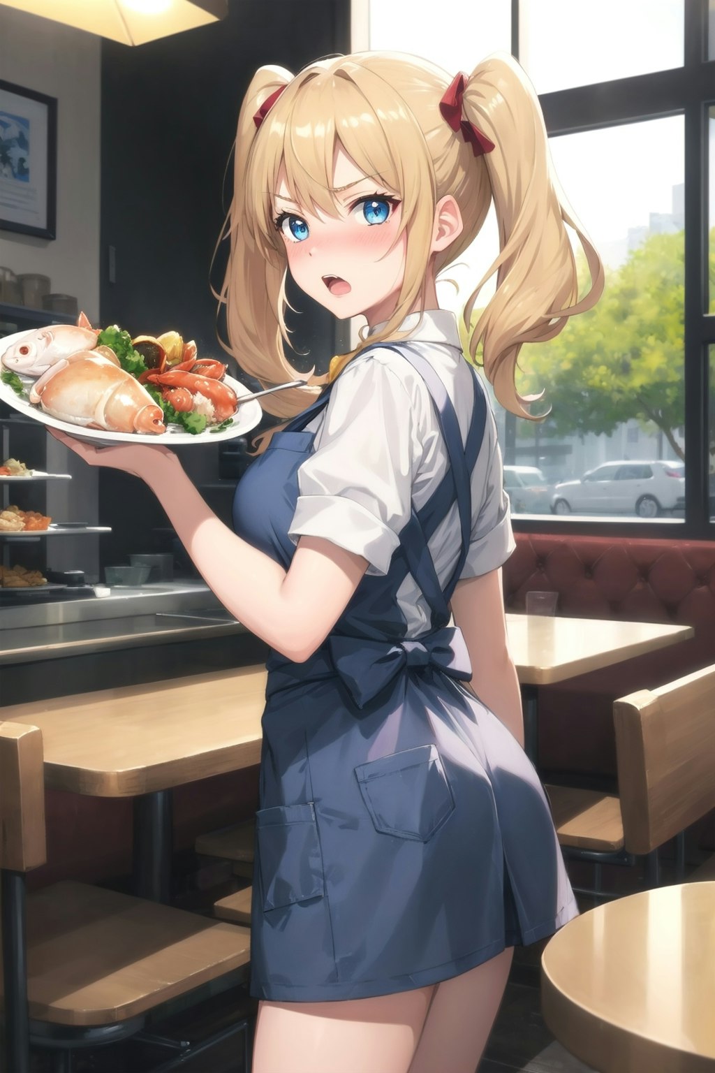私の友達と妹はウエイトレス