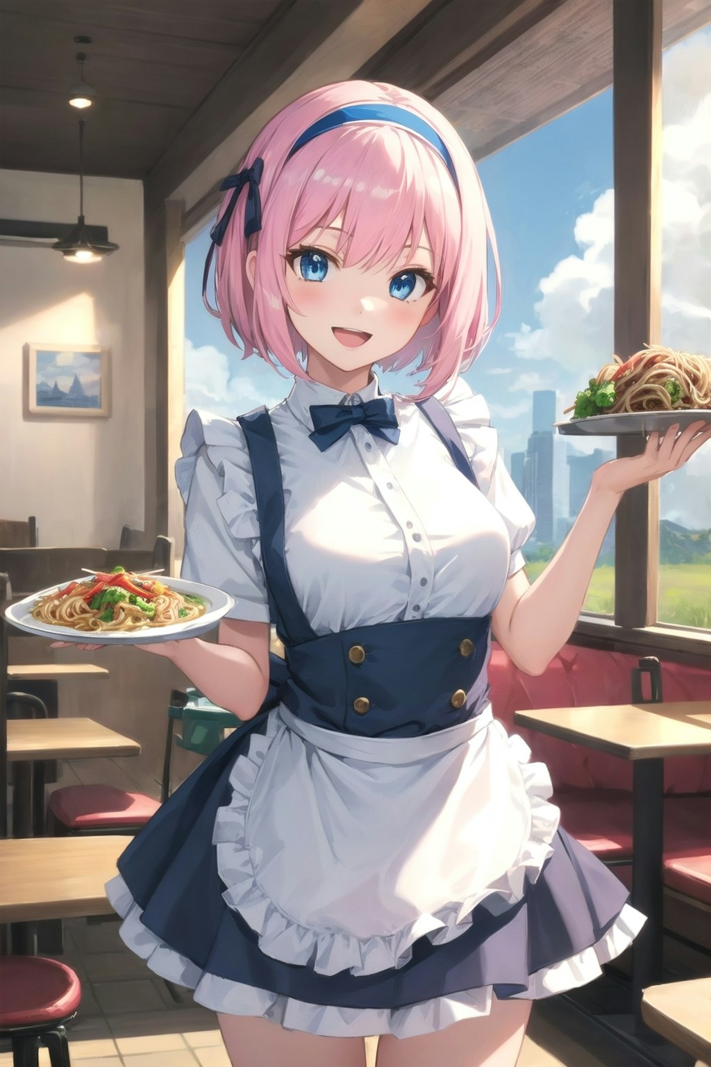 私の友達と妹はウエイトレス
