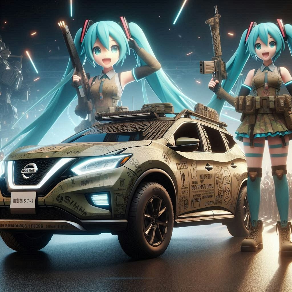 日産ムラーノ軍用車と初音ミク