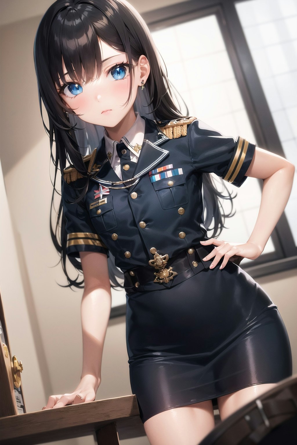 黒髪お嬢様・軍服