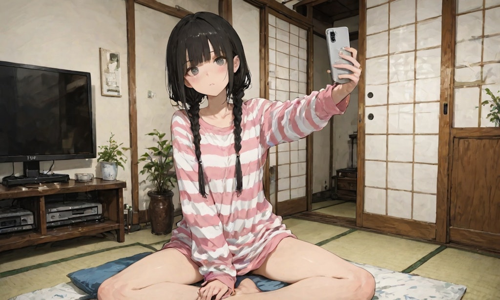部屋着の子
