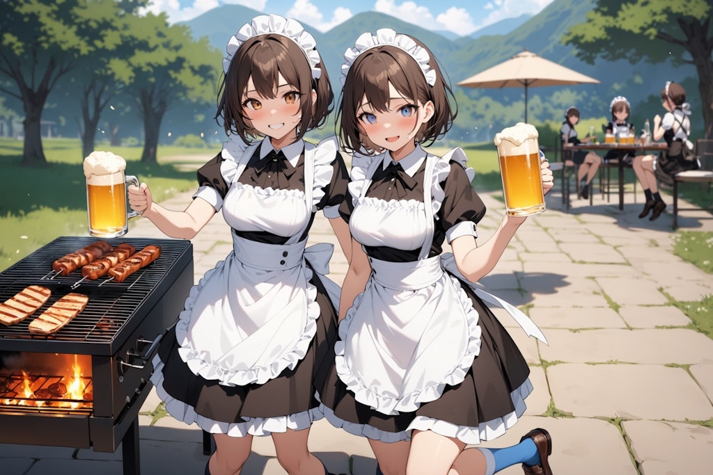 メイドさんたちのBBQ