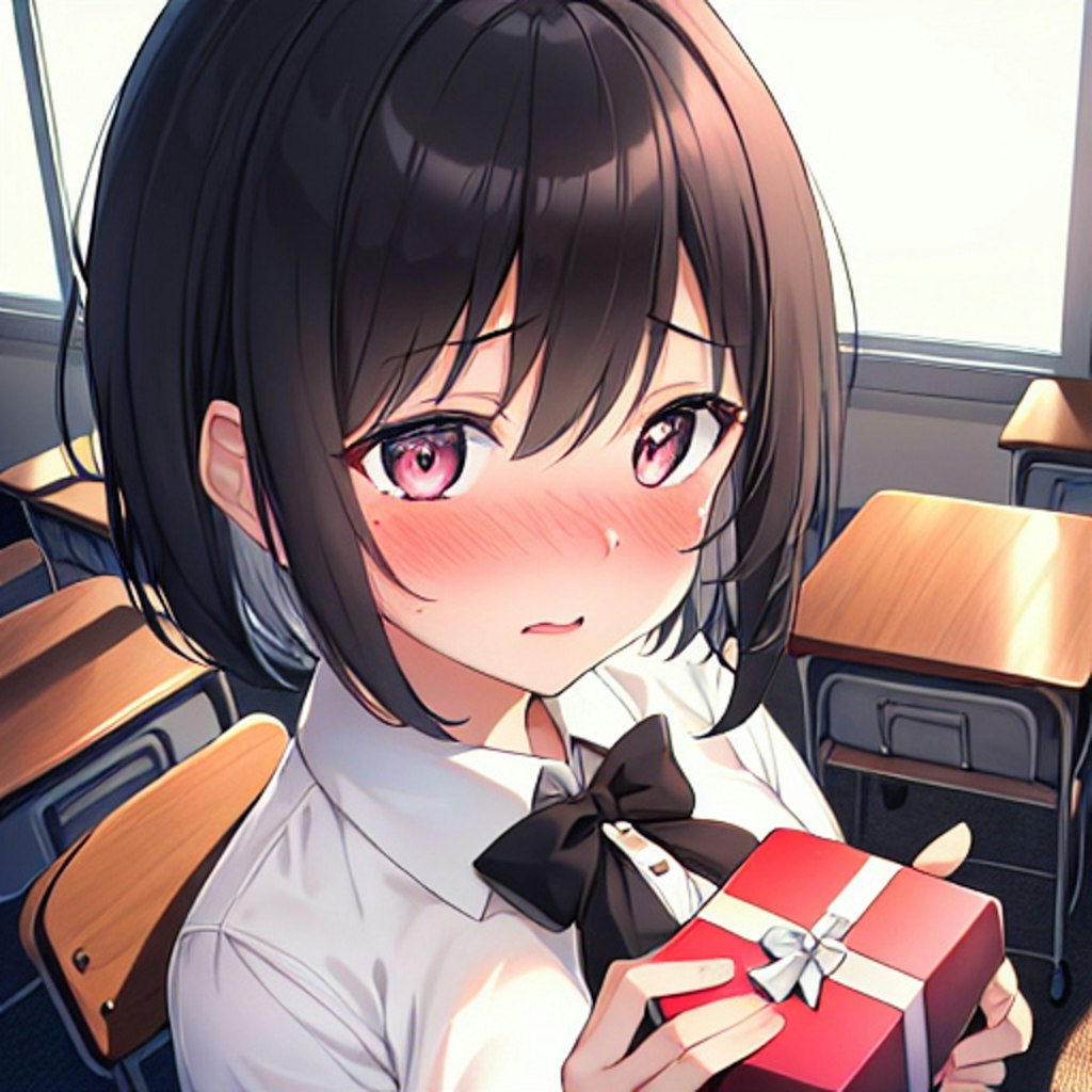 例の日、チョコを渡す事に不安を覚える女の子。