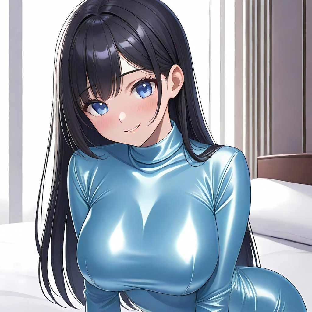 水色サテンスーツ