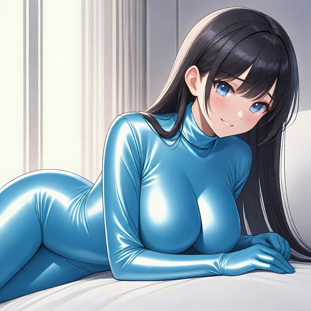 水色サテンスーツ