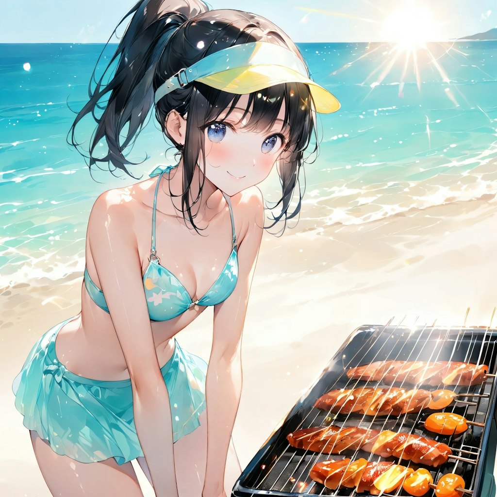 浜でBBQ