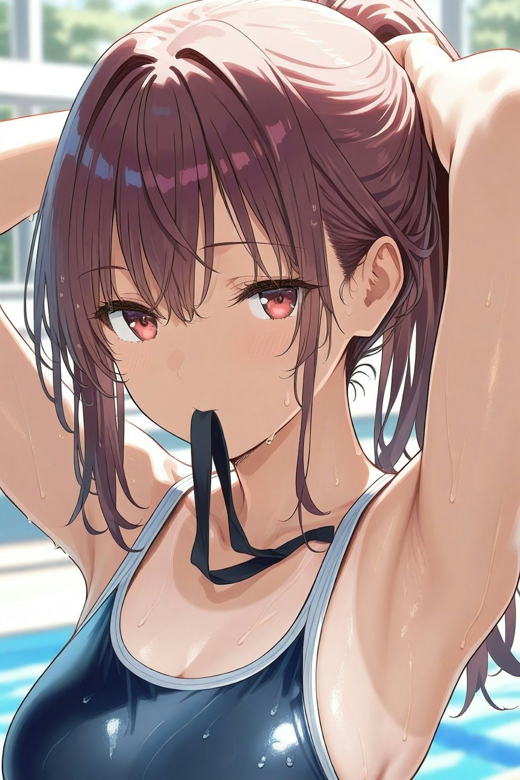 先輩とヘアゴムと日焼け跡