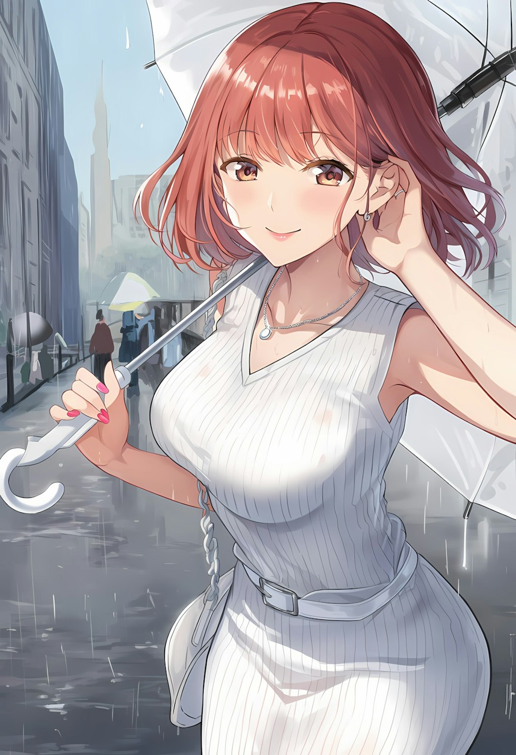 ノノカちゃんの雨の日朝グラビア：CanCam風白シャーリング