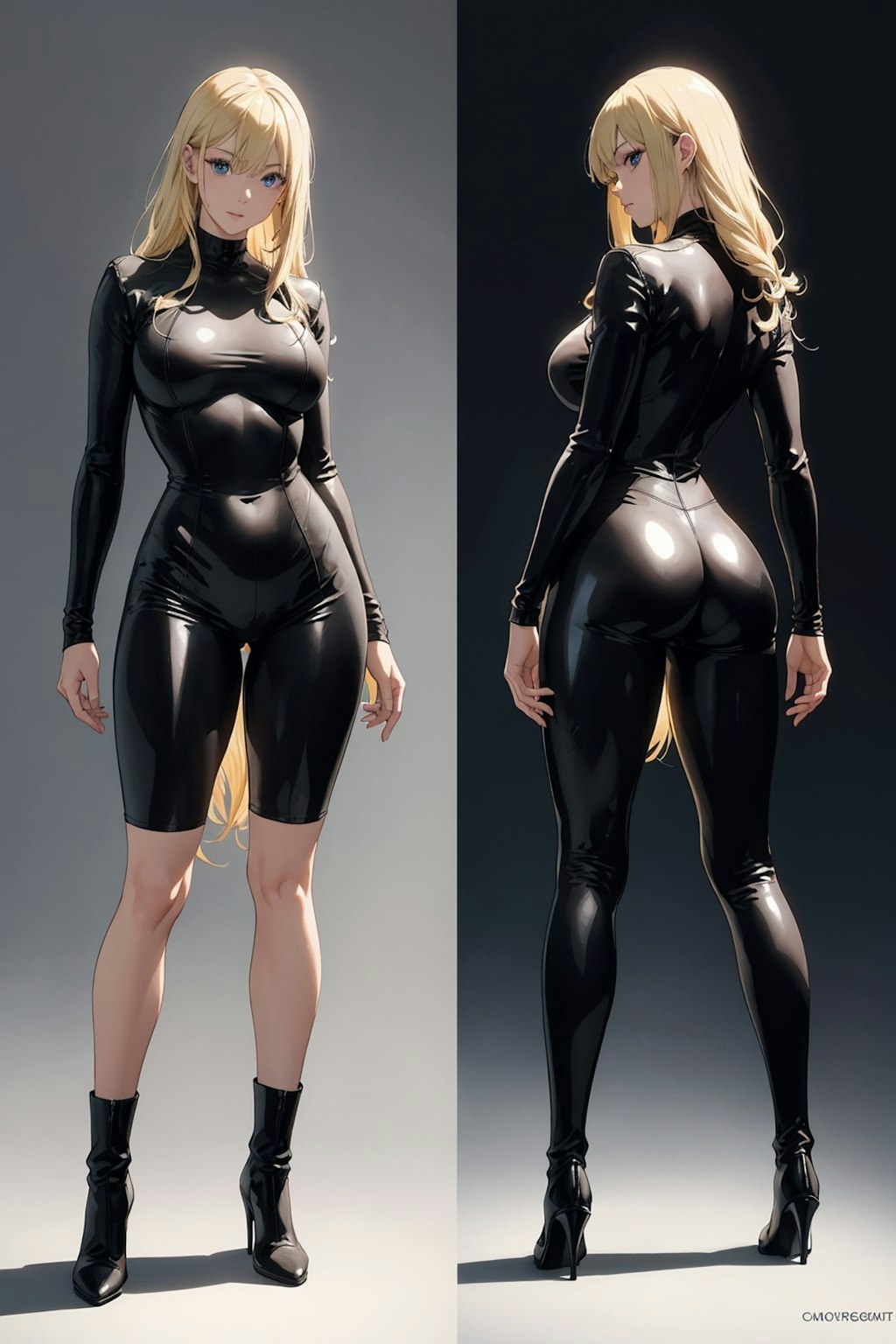 latex suit: blonde