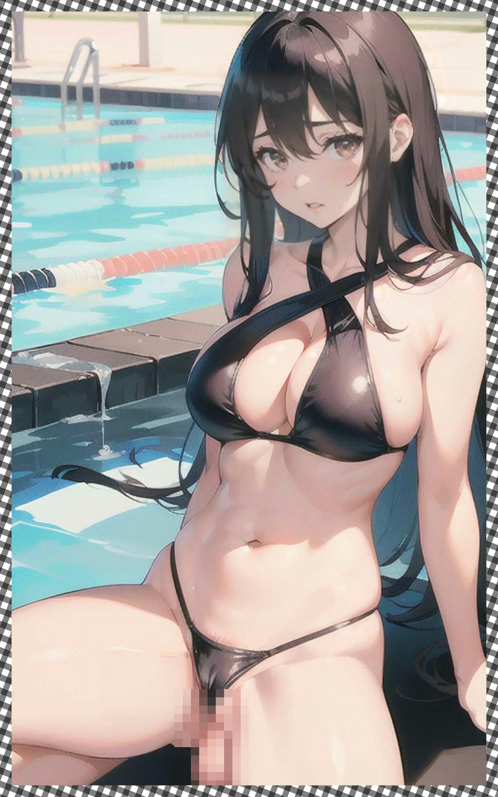 巨乳黒水着H　Big breasts black swimsuit H