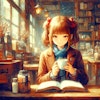 カフェで読書 (読書する少女④)