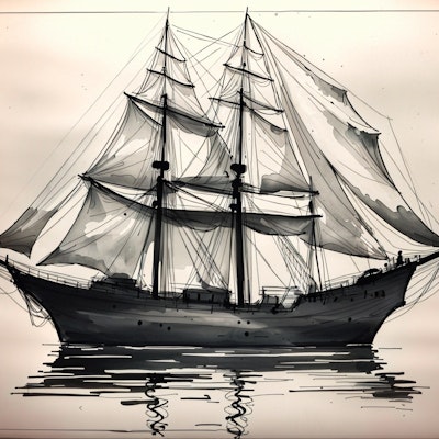 帆船 のイラストスケッチ