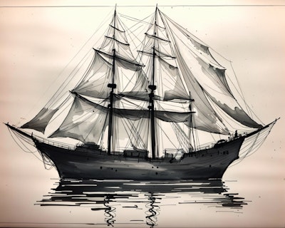 帆船 のイラストスケッチ